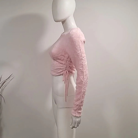 FOR LOVE AND lemons pink Cropped faux mohair sweater top - Picture 6 of 14